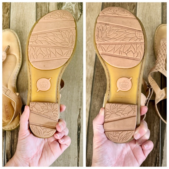 BORN Yarrow Braided Leather T-Strap Woven Boho Flat Sandals, Blush (Nude) sz. 8 - Picture 9 of 14